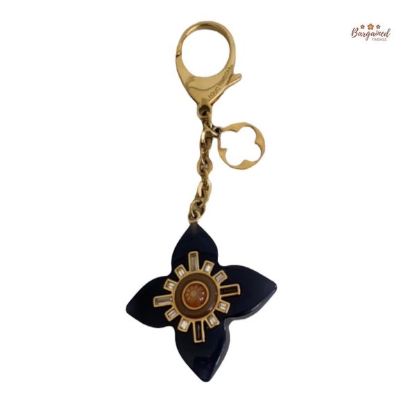 Authentic LOUIS VUITTON Resin Gold Tone Fleur D'etoile Key Ring Bag Charm -2011